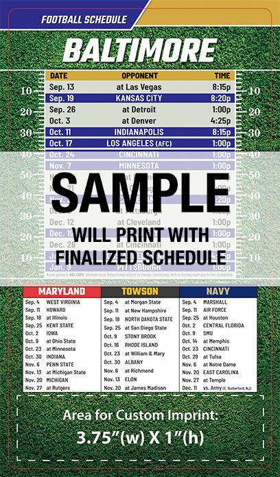 ReaMark Products: Baltimore Full Magnet Football Schedule